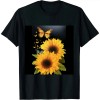 Ulloord Cross Sunflower Butterflies Flowers Christians T-Shirt