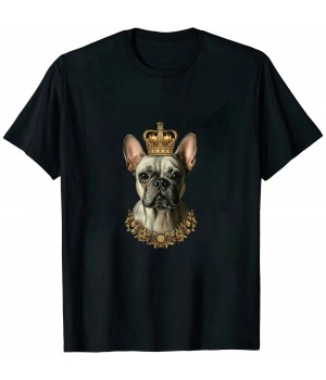 Ulloord Funny French Bulldog Frenchie with a Golden Crown T-Shirt