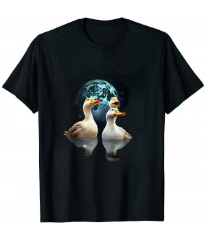 Ulloord 3 Ducks Howl At Moon | Funny Weird Cursed Pekin Duck Lover T-Shirt