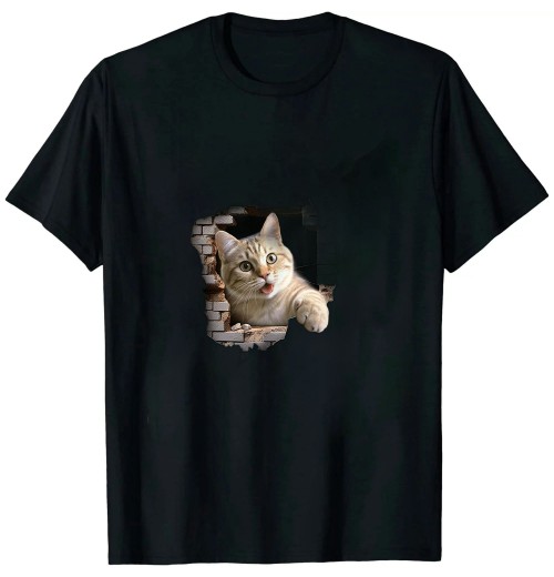 Ulloord Cute Cat Torn Cloth Funny For Cat Lover, Cat Mom, Cat Dad T-Shirt