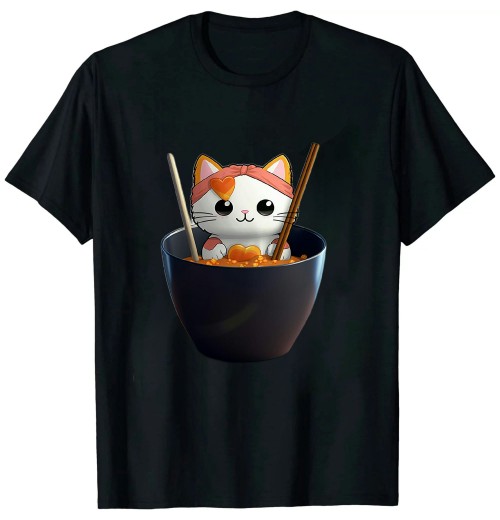 Ulloord Cat eating Ramen Noodles with Valentines Day T-Shirt