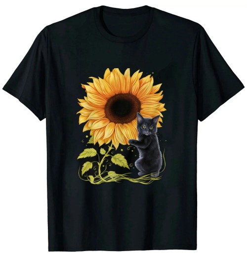 Ulloord Cat Graphic , Cat Sunflower Shirt, Cat Sunshine, Cat Lover T-Shirt