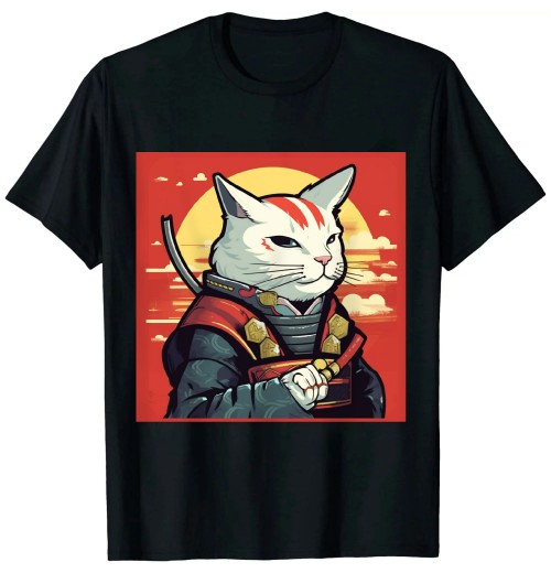 Ulloord Ancient Japanese Cat Art - Vintage Ninja Cat T-Shirt