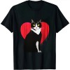 Ulloord Funny Black Cat Valentine's Day Heart Tuxedo Cat Lover T-Shirt