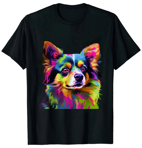 Ulloord Long Hair Chihuahua Pop Art Portrait Art for dog owners T-Shirt