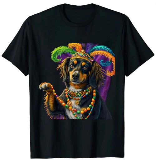 Ulloord Peace Sign Hand Dachshund Mens Womens Mardi Gras Dachshund T-Shirt