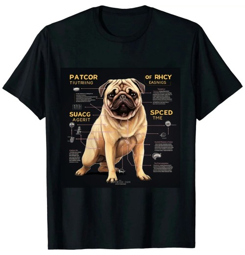 Ulloord Funny Anatomy Pug Dog Pug Lover T-Shirt