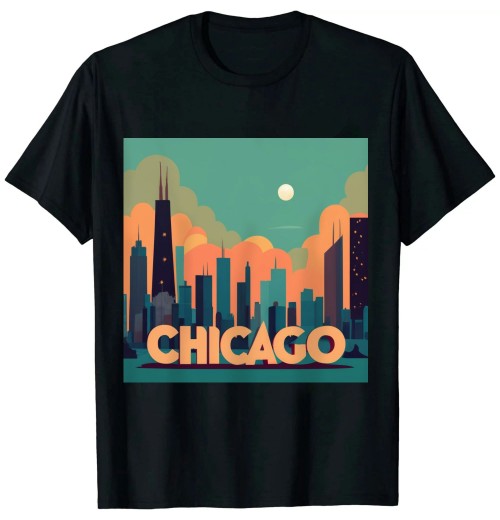 Ulloord Chicago T Shirt Chicago City Skyline Lights At Night Gifts