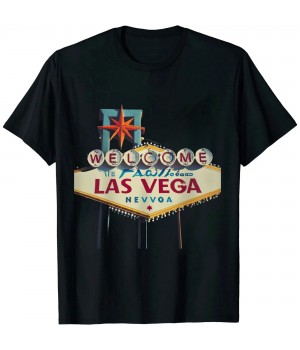 Ulloord Vintage US Flag American City Skyline Las Vegas Nevada USA T-Shirt