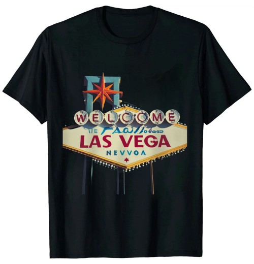 Ulloord Vintage US Flag American City Skyline Las Vegas Nevada USA T-Shirt