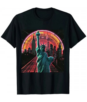 Ulloord New York City Skyline Retro 80s Style T-Shirt