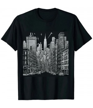 Ulloord New York City Skyline NY Vintage New York City NYC T-Shirt