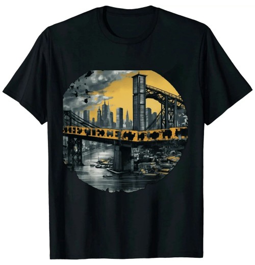 Ulloord Steel City Retro Skyline Bridge Vintage T-Shirt