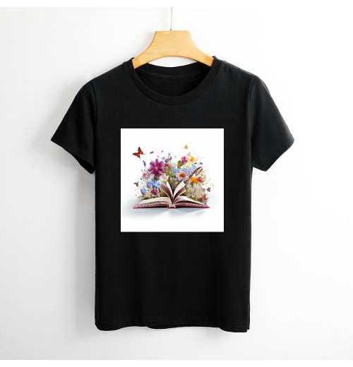 Shangniulu Womens Teacher Shirts Floral Book Lovers Tshirts Cute Wildflower School Reading Short Sleeve Vintage Graphic Tees