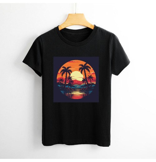 Shangniulu Beach Shirts for Women Coconut Trees Hawaiian Graphic Tshirt Summer Vacation Beach Tees Tops