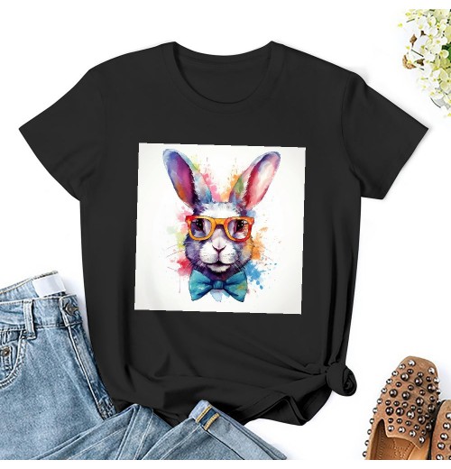 Shangniulu Women's Cute Bunny Headband Print T-Shirts Short Sleeve Easter Graphic Top