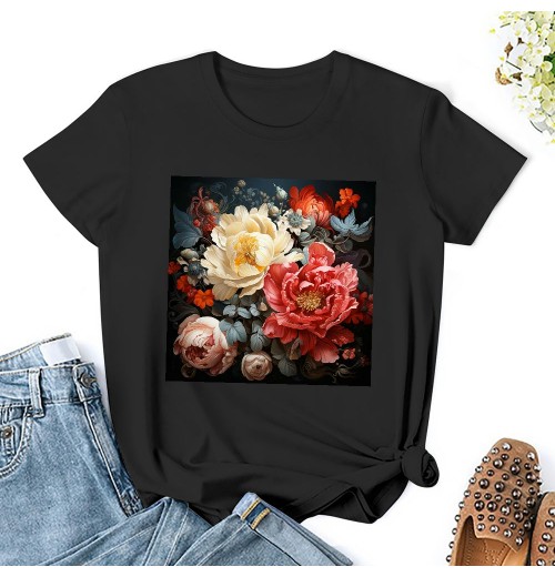 Shangniulu Floral Fall Shirts Womens Graphic Tees Cottagecore Tshirts Vintage Teen Girls Tops