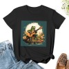 Shangniulu Womens Frog Shirt Cute Frog Playing Guitar Cottagecore T-Shirt Casual Graphic Tee Short Sleeve Top