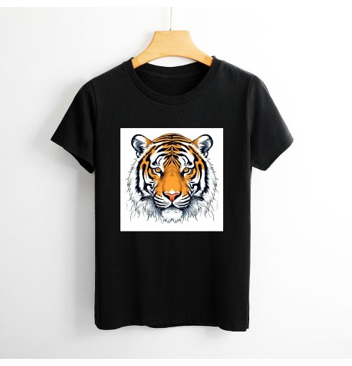 Shangniulu Tiger Tee Shirt Women Crew Neck T Shirt Short Sleeve Funny Cute Tiger Graphic Loose Shirt Tops