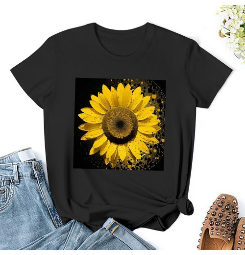 Shangniulu Sunflower Shirts for Women Flower Graphic Tees Shirts Inspirational Tees Casual Faith Shirt Tops