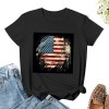 Shangniulu American sports shirt, women's American flag shirt, patriotic T-shirt, star striped pullover, excellent elasticity, lightweight and breathable