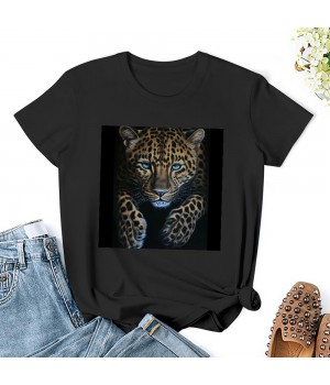 Shangniulu leopard blue eyes sitting black art for lovers animal Jungle T-Shirt