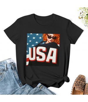 Shangniulu USA Sweatshirt Women American Flag Shirt Patriotic TShirt Stars Stripes Pullover 4th of July Tee Tops