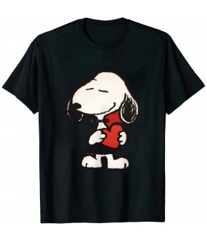 Shangniulu Valentine Snoopy Hugging Heart T-Shirt