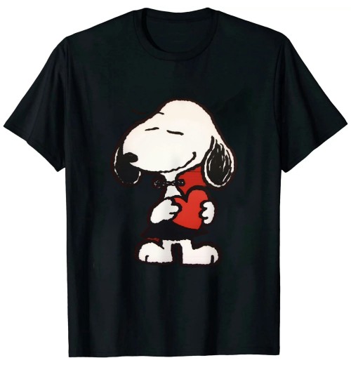 Shangniulu Valentine Snoopy Hugging Heart T-Shirt