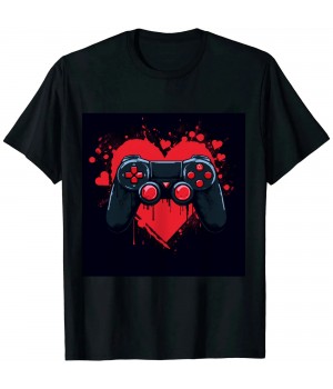 Gamer Heart Valentines Day Video Games Boys Kids Teens T-Shirt
