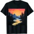 Outdoor Sunset Vintage Style Mountains Sun Nature T-Shirt