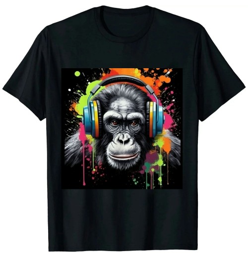 Colourful Musicians Animal Theme Animal Jungle Art Monkey T-Shirt