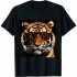 Real Cool Tiger Birthday Tee for Boy with Striped Sunglasses T-Shirt