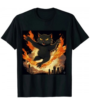 Black Angry Cat Classic Crew-neck T-shirt