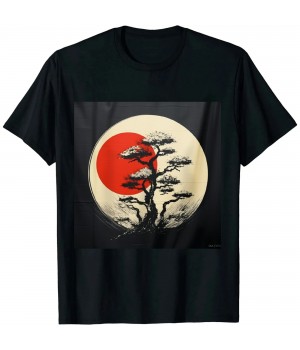 Shangniulu Japanese Zen potted style round neck T-shirt