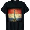 Shangniulu Vintage Postcard Style T-Shirt wit Eiffel tower