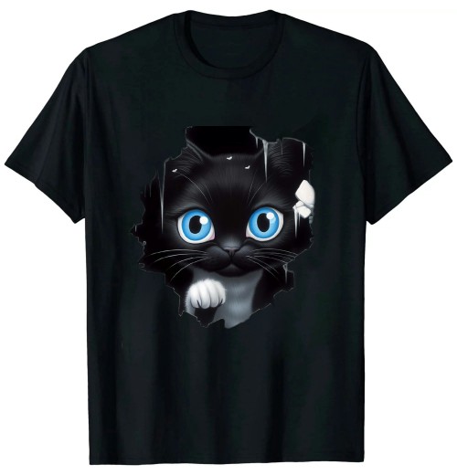 Shangniulu A curious and cute kitten, black cat T-Shirt