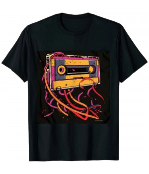 Shangniulu 80s Cassette Tape Throwback Music Short Sleeve T-Shirt