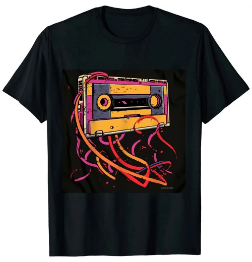 Shangniulu 80s Cassette Tape Throwback Music Short Sleeve T-Shirt