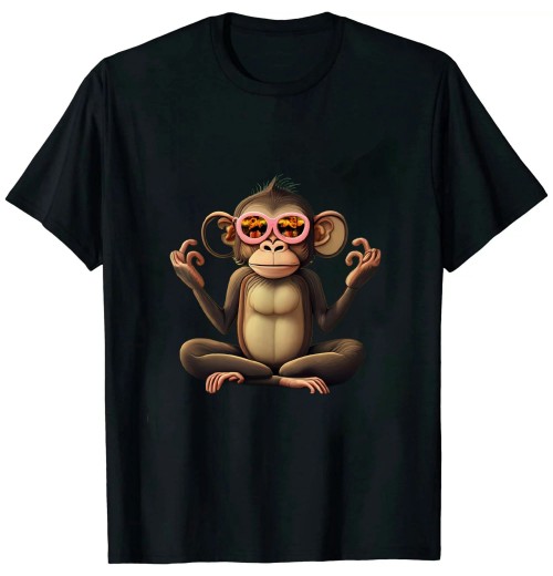 Monkey Calm meditation graphic T-shirt