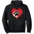 Shangniulu Dog Paw Love Heart Print for Dog Lovers Men's and Women's Pullover Hoodie