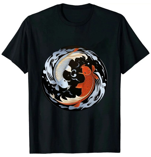 Shangniulu Yin And Yang Japanese Koi Fish T-Shirt