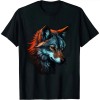 Shangniulu Wolf Portrait Blue Eyes Animal Print Art Wolf T-Shirt