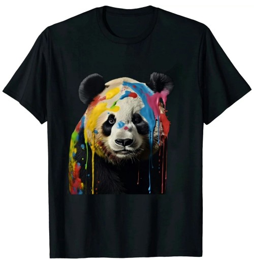 Shangniulu Large Panda Colourful Animal Panda Bear Zoo Art Panda T-Shirt