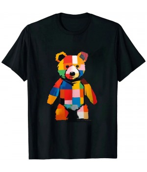 Shangniulu Bear Artwork - Animal Colourful Animal Motif Art Bear T-Shirt