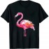 Shangniulu Flamingo Print Black round neck T-shirt