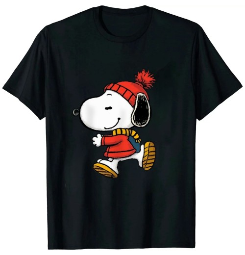 Shangniulu Snoopy and Woodstock Skate Holiday T-Shirt