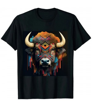 Shangniulu Bison Colourful Art Animals Zoo Artwork Bison T-Shirt