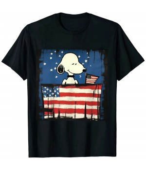 Shangniulu USA Wood House Snoopy T-Shirt T-Shirt