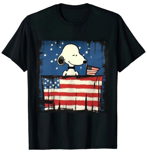 Shangniulu USA Wood House Snoopy T-Shirt T-Shirt